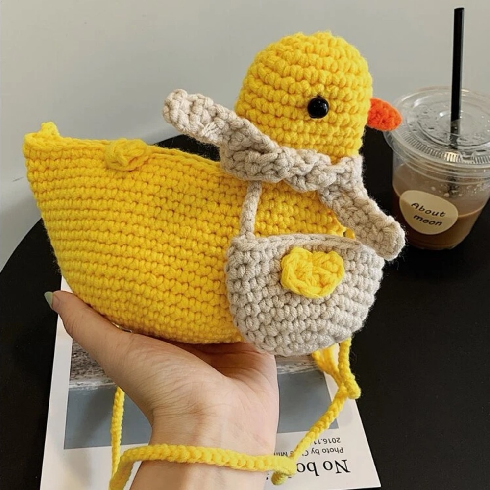 🌻HP⭐️ Crochet duck bag shoulder handbag purse cute adorable yellow gift idea